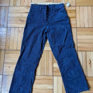 Navy Corduroy Cropped Pant
